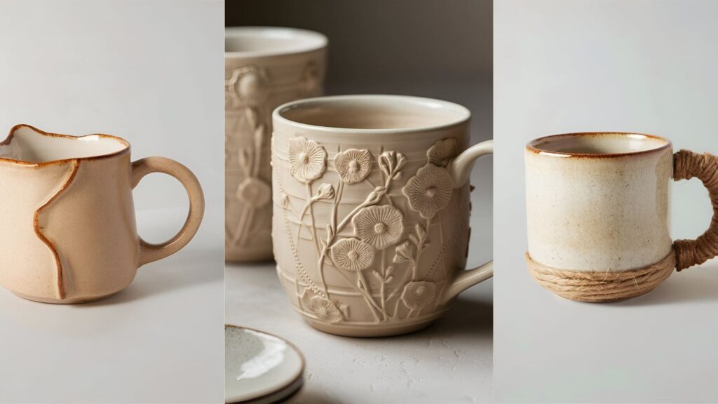 collage of 3 images of Ceramic Handmade Mug