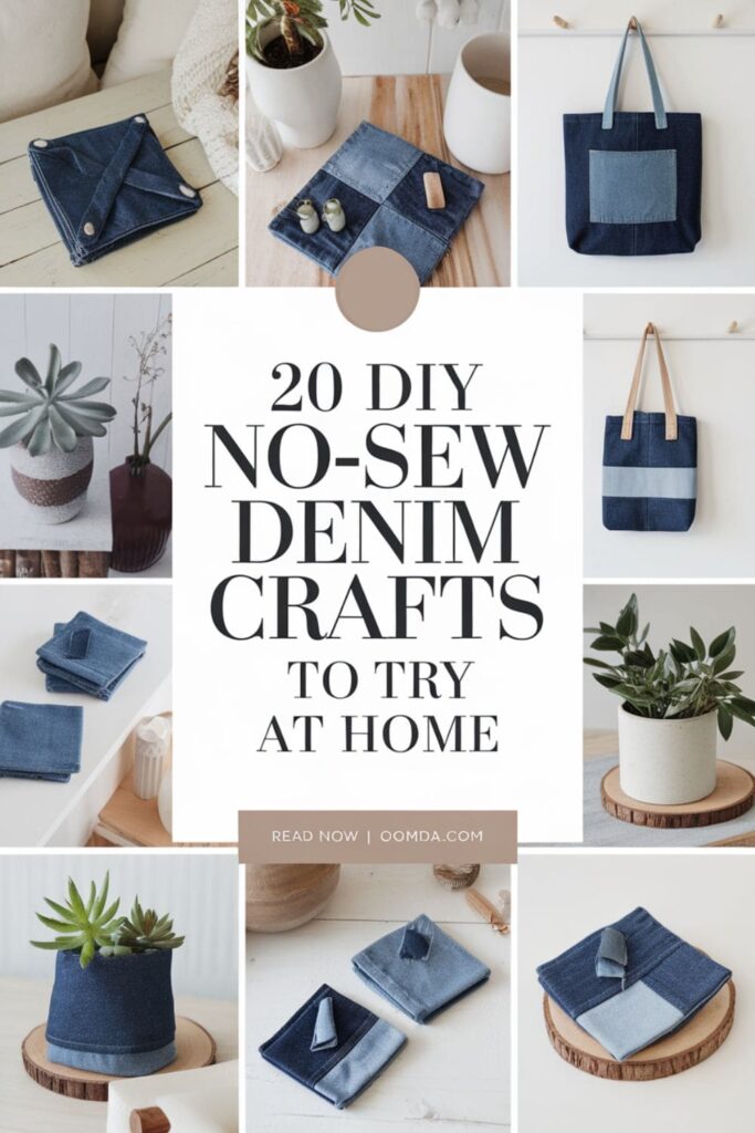 pinterest style image with a text overlay _20 diy no sew denim crafts to try at home