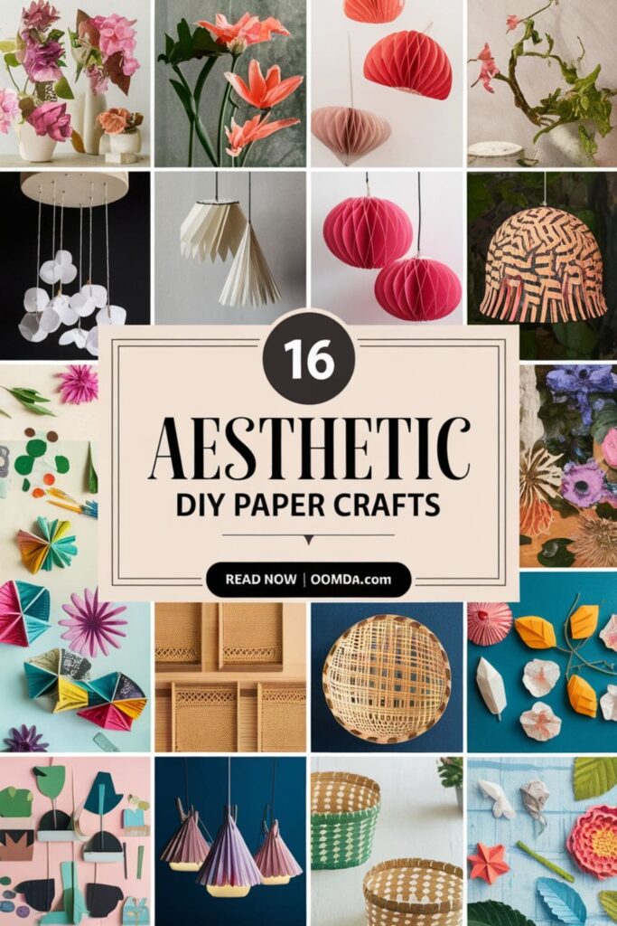 Image with text overlay 16 Aesthetic DIY Paper Crafts