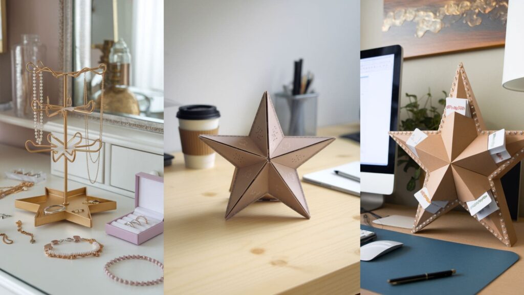 college of 3 images of diy crafts with paper stars