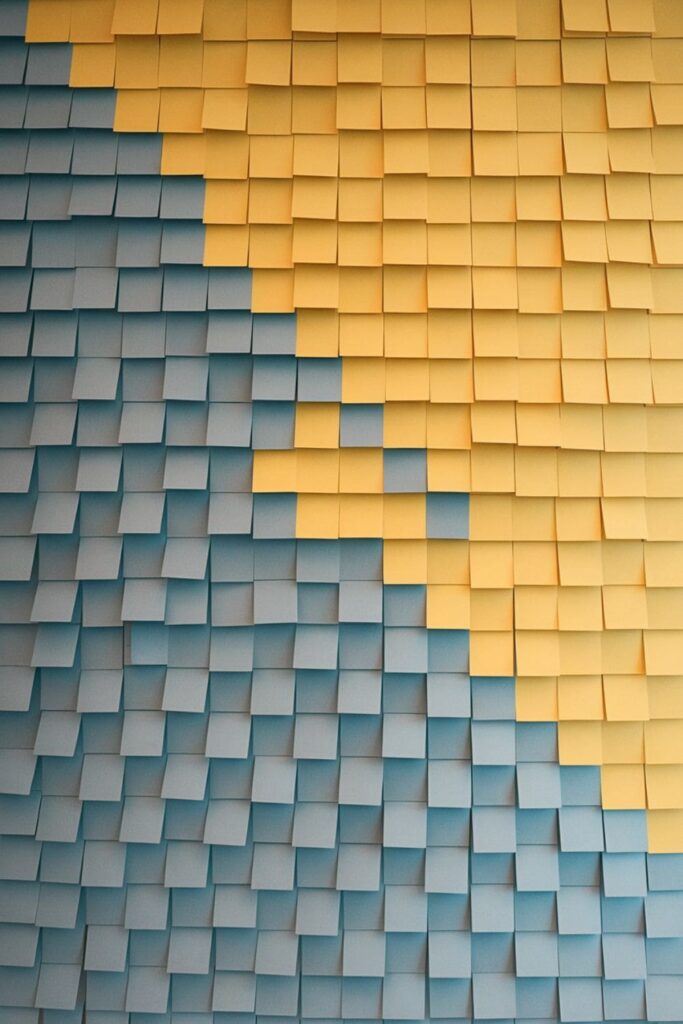 Intricate tessellated wall design using sticky notes